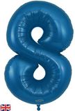 Oaktree 34inch Number 8 Metallic Navy Blue - Foil Balloons